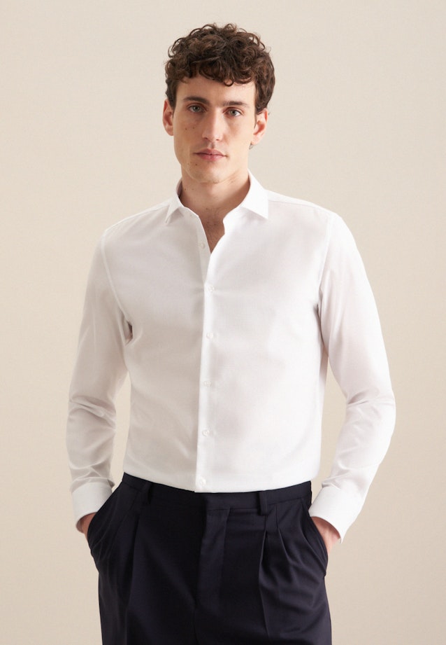 Non-iron Twill Business shirt in Slim with Kent-Collar in White |  Seidensticker Onlineshop