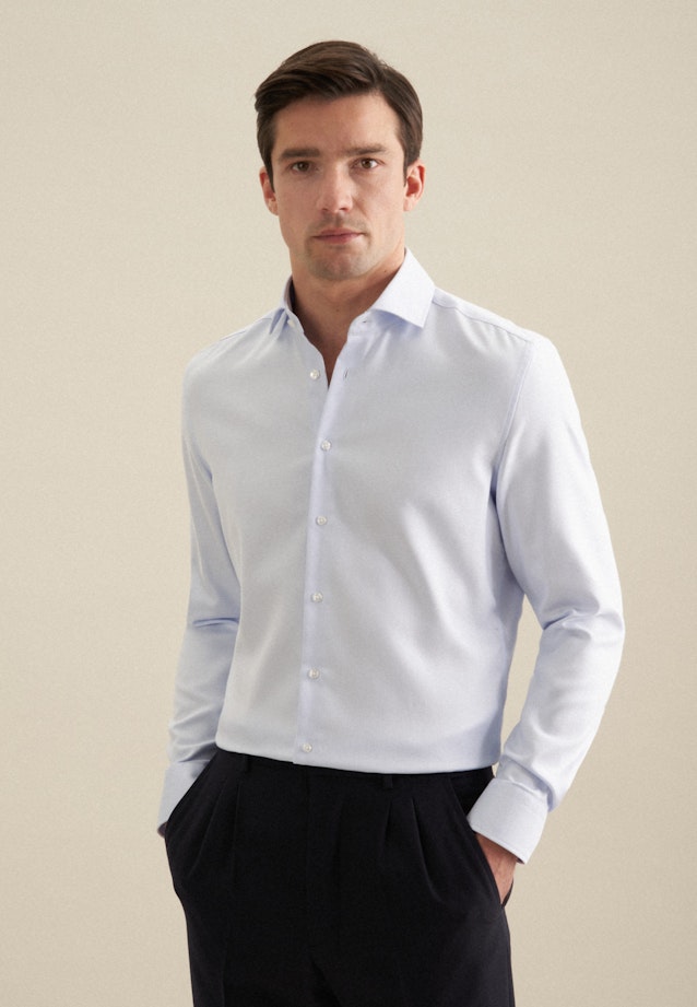 Non-iron Twill Business shirt in Slim with Kent-Collar in Light Blue |  Seidensticker Onlineshop