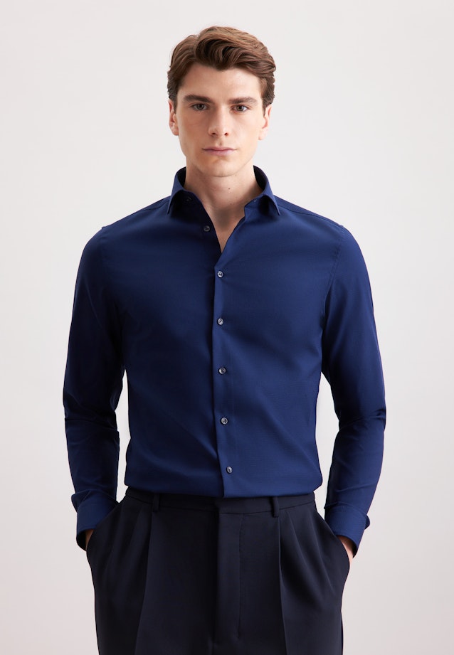 Slim Business shirt Structure in Dunkelblau |  Seidensticker Onlineshop