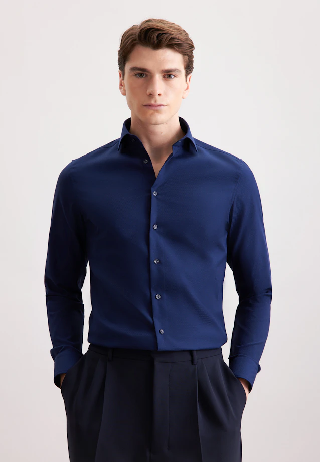 Slim Chemise d'affaires Structure in Bleu Foncé |  Seidensticker Onlineshop
