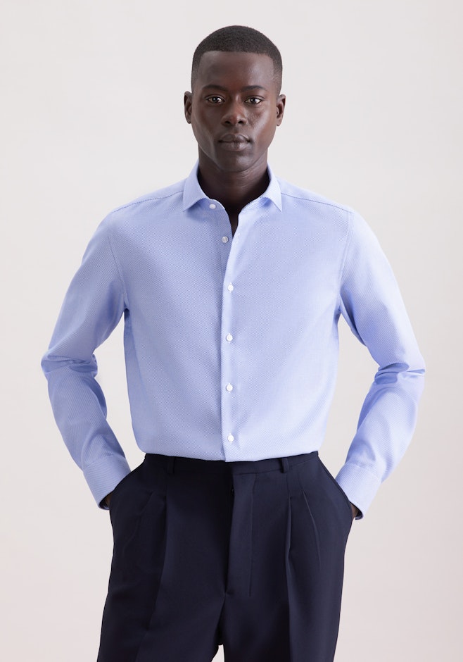 Slim Chemise d'affaires Structure dans Bleu Moyen | Boutique en ligne Seidensticker