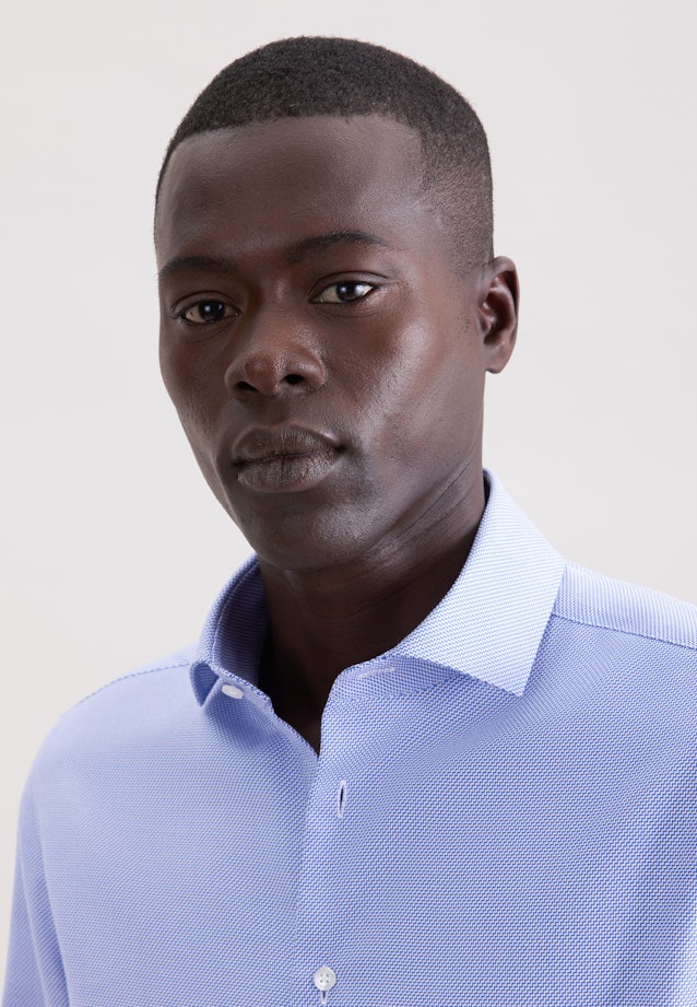 Slim Business Hemd Struktur in Mittelblau |  Seidensticker Onlineshop