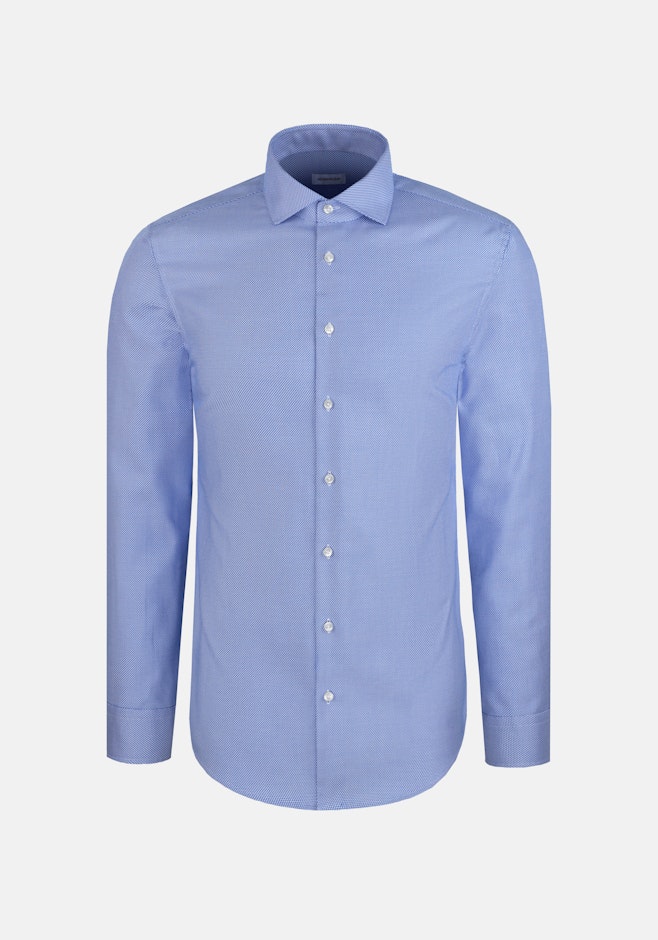 Slim Business Hemd Struktur in Mittelblau | Seidensticker Onlineshop