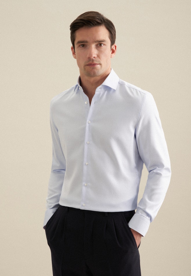 Chemise Business Slim Structuré Col Kent dans Bleu Clair | Boutique en ligne Seidensticker