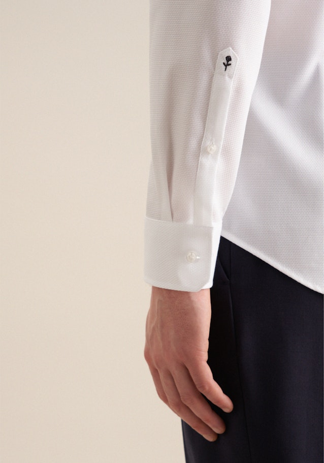 Shaped Business Hemd, Structure in Blanc | Seidensticker Onlineshop