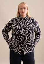 Grande taille Kraag Shirtblouse in Donkerblauw |  Seidensticker Onlineshop