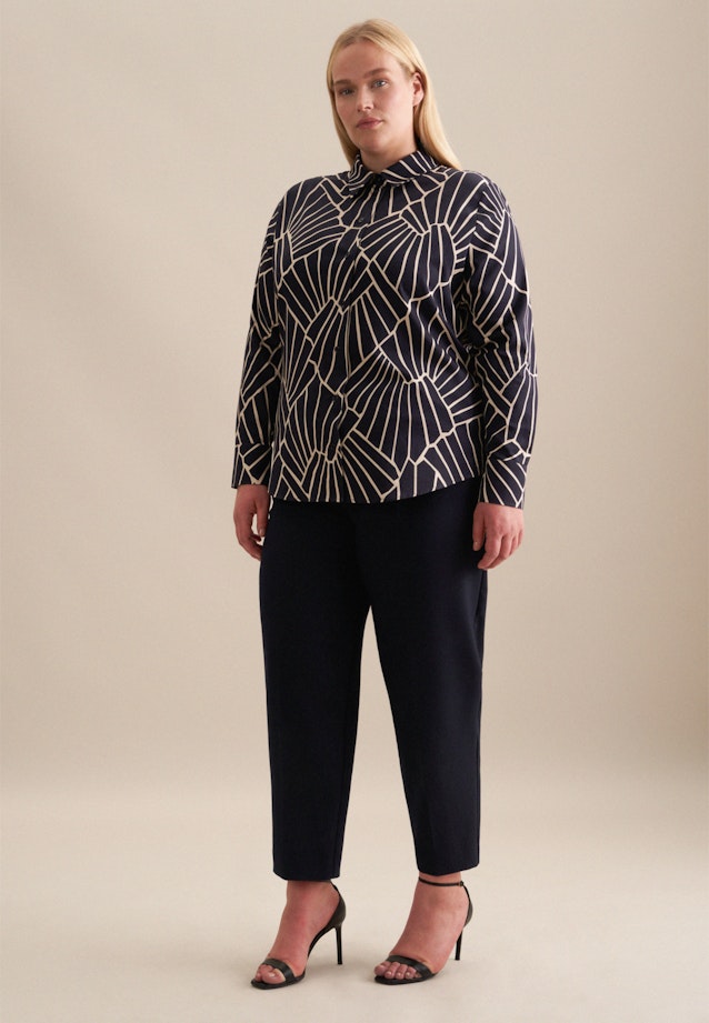 Grande taille Kraag Shirtblouse in Donkerblauw |  Seidensticker Onlineshop