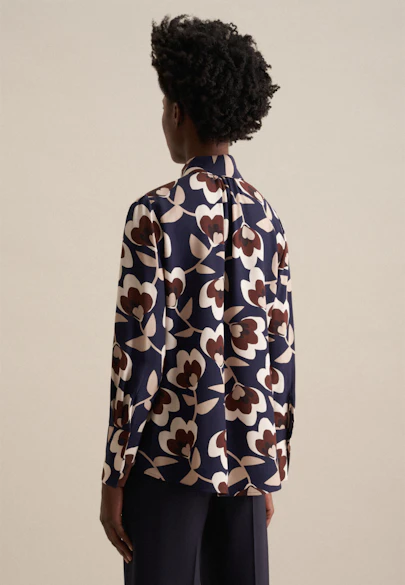 Shirt blouse Print in Dark Blue |  Seidensticker Onlineshop