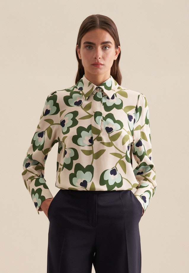 lange Arm Krepp Shirtblouse in Groen |  Seidensticker Onlineshop