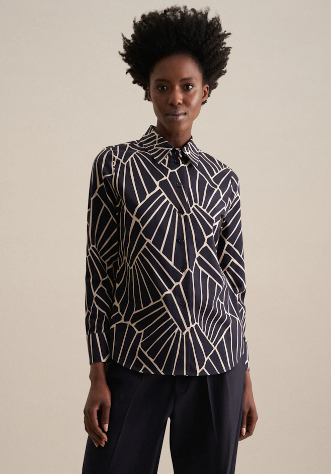 Hemdbluse Druck in Dunkelblau | Seidensticker Onlineshop