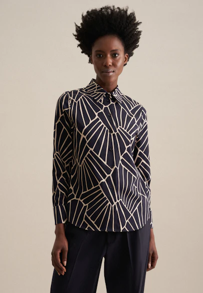 Shirt blouse Print in Dark Blue |  Seidensticker Onlineshop