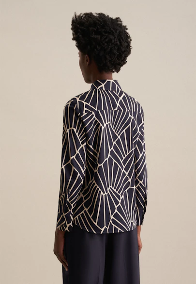 Shirt blouse Print in Dark Blue |  Seidensticker Onlineshop