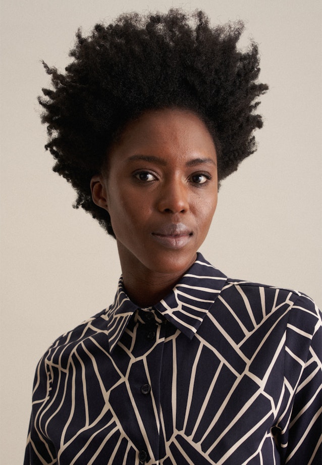 Shirt blouse Print in Dark Blue |  Seidensticker Onlineshop