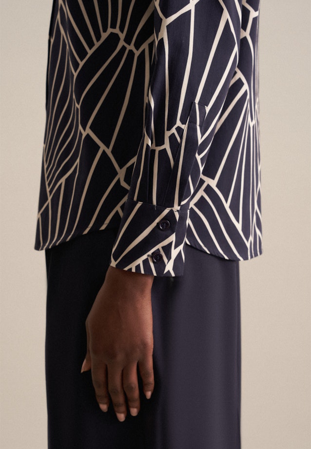Shirt blouse Print in Dark Blue |  Seidensticker Onlineshop