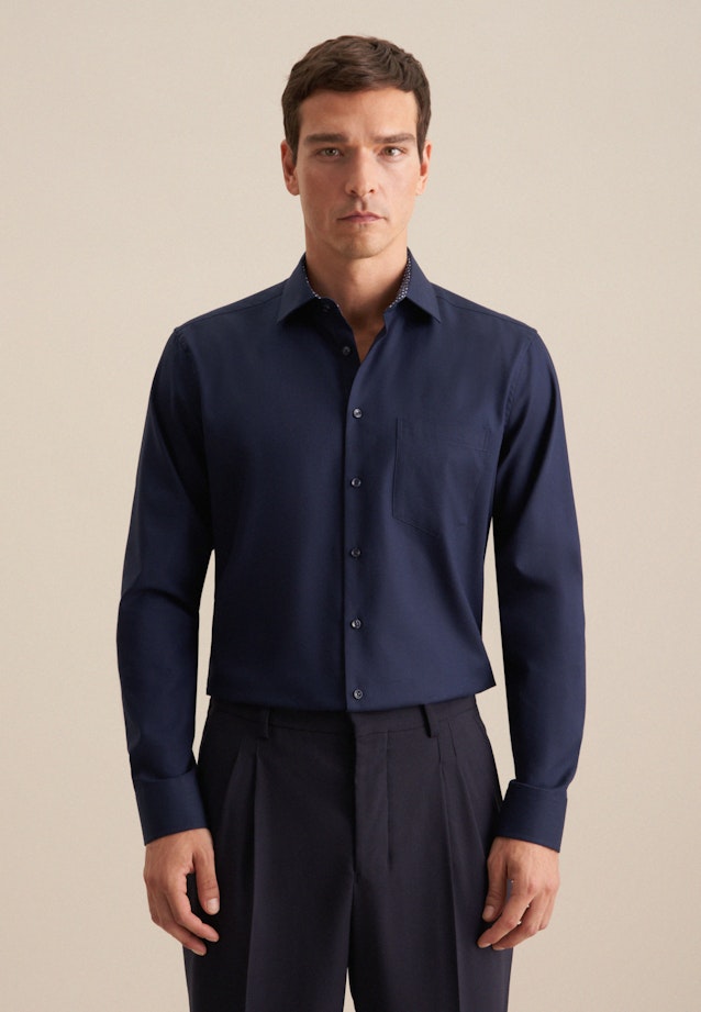 Non-iron Twill Business Shirt in Regular with Kent-Collar in Dark Blue |  Seidensticker Onlineshop