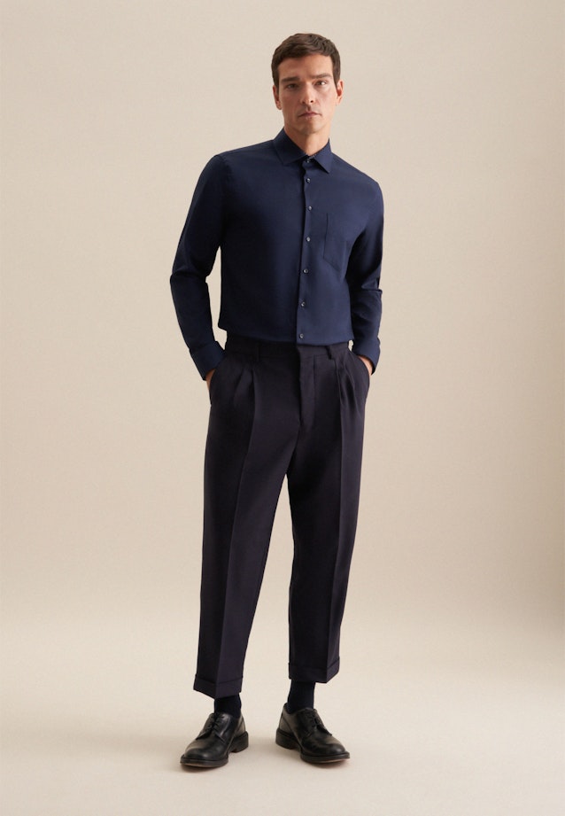 Non-iron Twill Business Shirt in Regular with Kent-Collar in Dark Blue |  Seidensticker Onlineshop