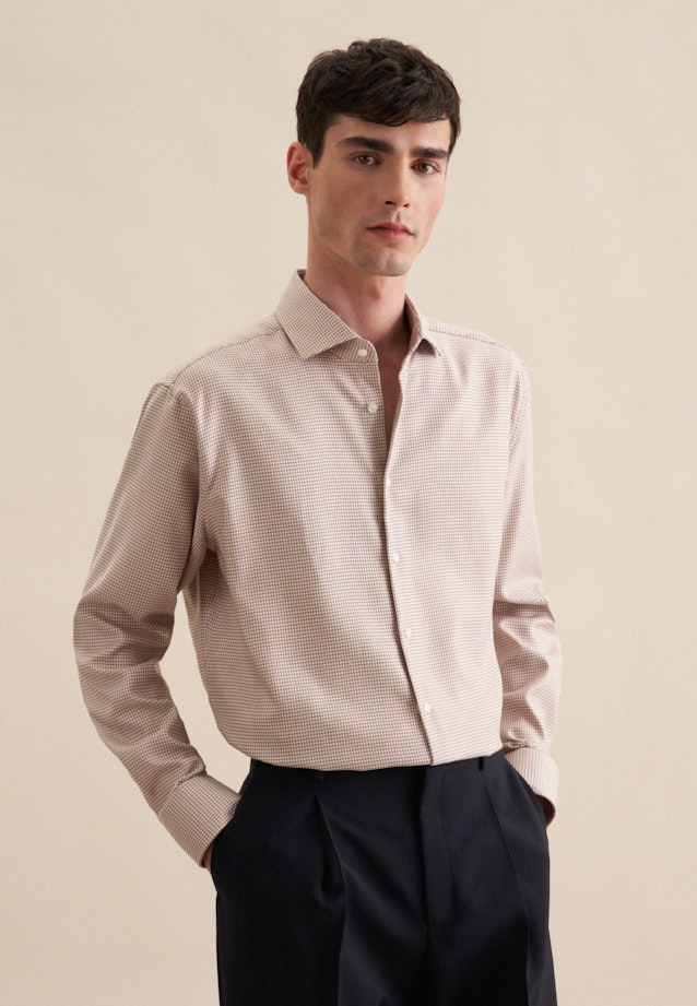 Regular Business Hemd Struktur in Braun |  Seidensticker Onlineshop