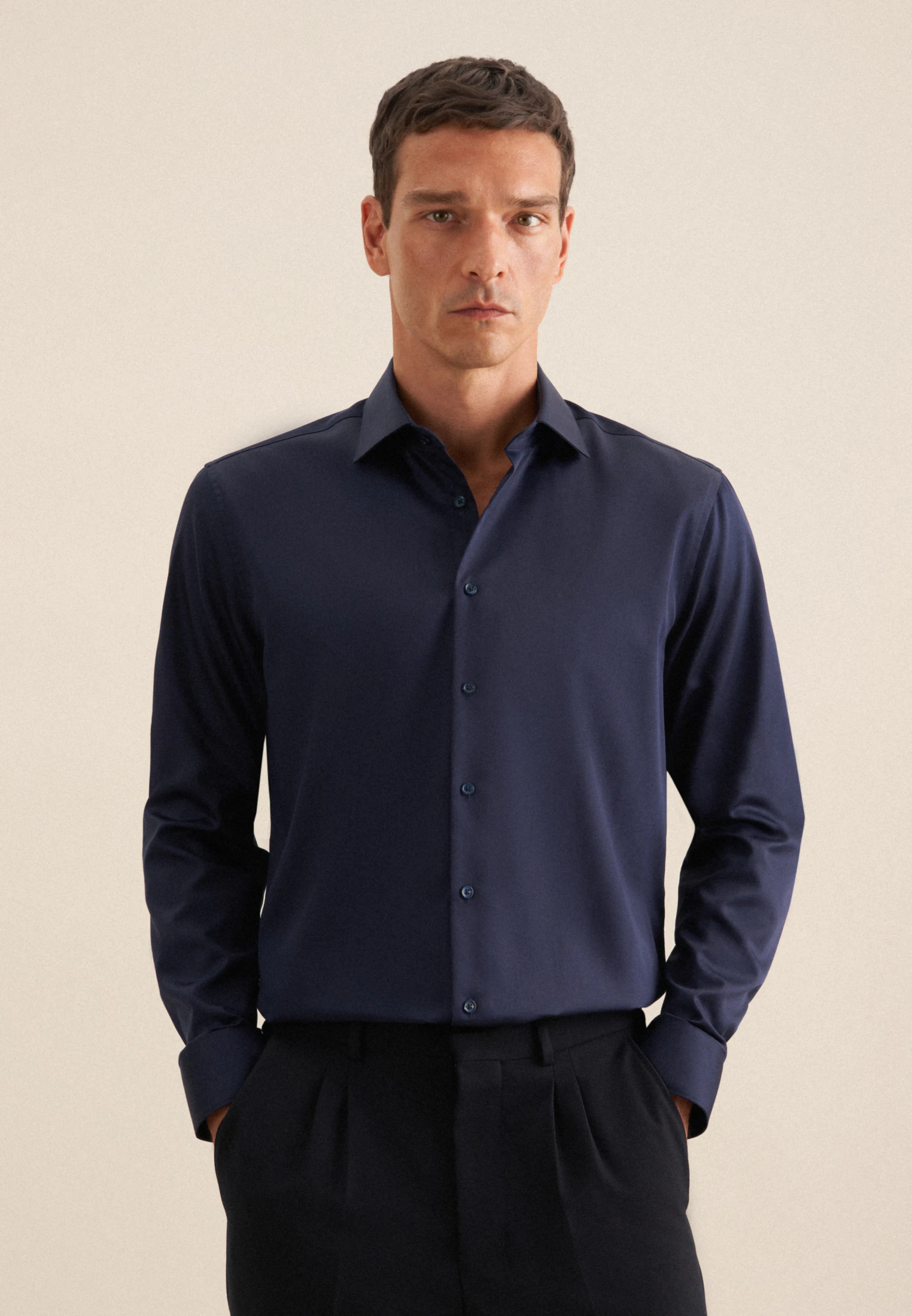 Seidensticker Business Hemd Herren – Bügelleicht, Slim Fit, Aus Jersey-Stoff