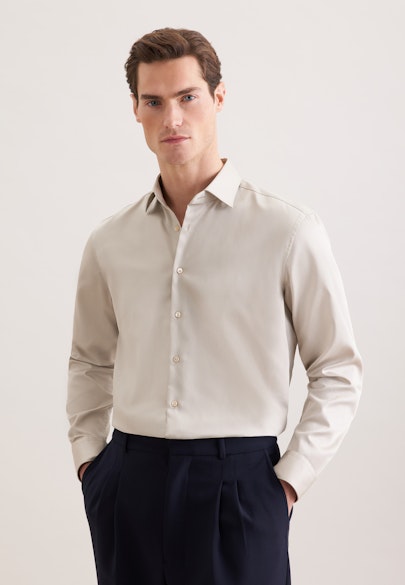 Regular Chemise d'affaires Uni in Beige | Seidensticker Onlineshop