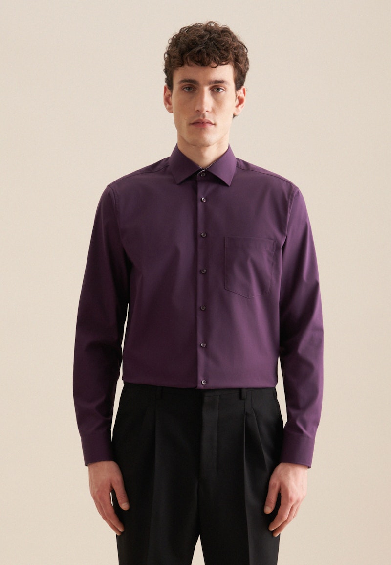 Non-iron Poplin Business Shirt in Regular with Kent-Collar