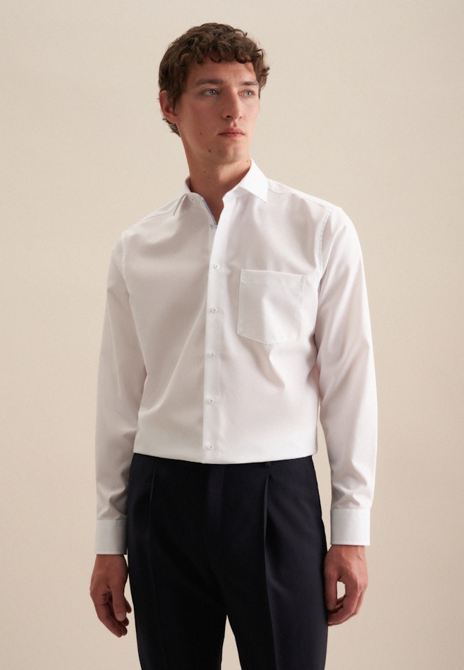 Non-iron Poplin Business Shirt in Regular with Kent-Collar in White | Seidensticker online shop