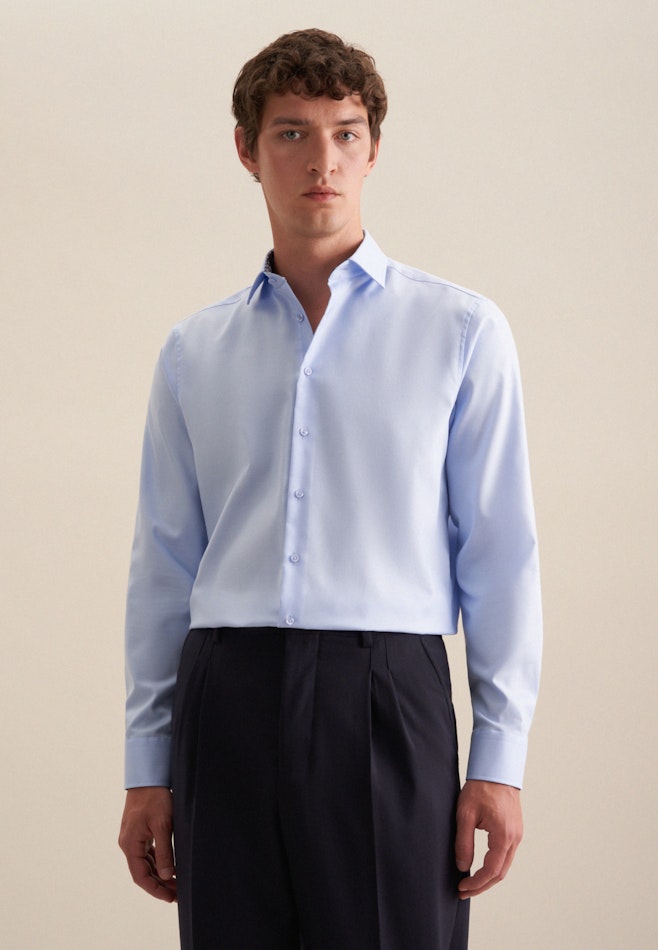 Non-iron Twill Business Shirt in Regular with Kent-Collar in Light Blue | Seidensticker online shop