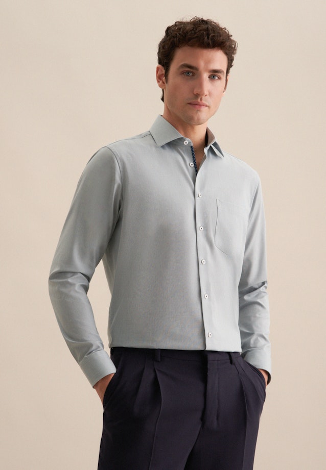Regular Business shirt Structure in Green |  Seidensticker Onlineshop
