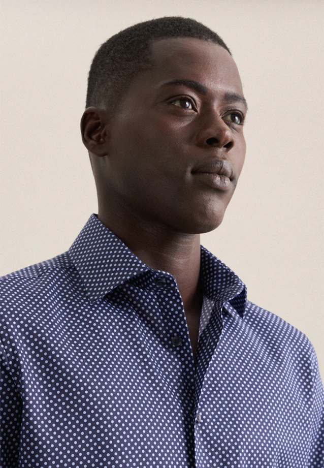 Slim Business shirt Print in Dark Blue |  Seidensticker Onlineshop
