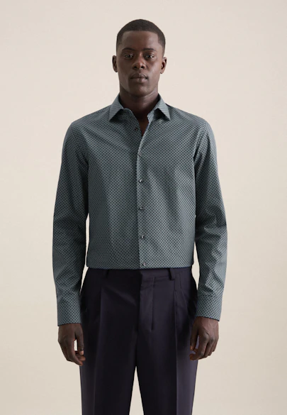 Slim Business Hemd Druck in Grün |  Seidensticker Onlineshop