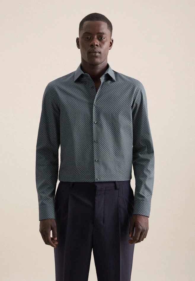 Slim Business Hemd Druck in Grün | Seidensticker Onlineshop