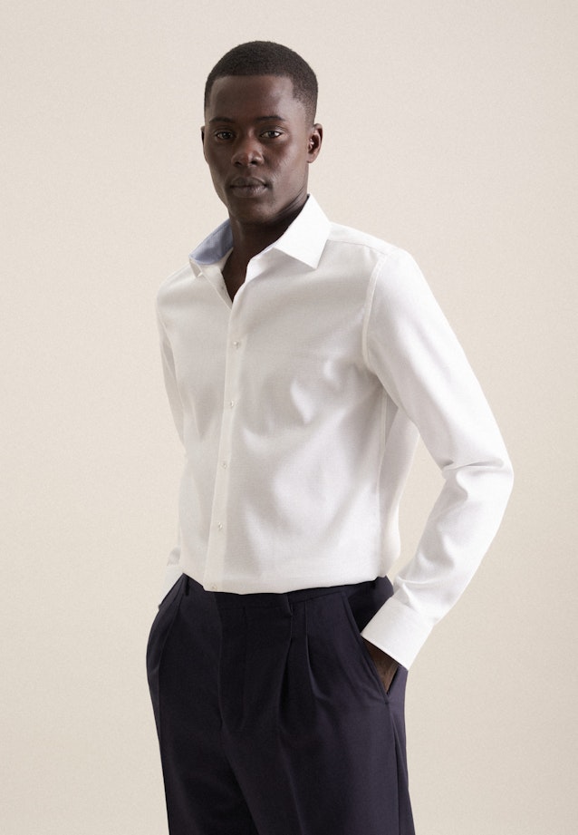 Chemise Business Slim Structuré Col Kent in Blanc |  Seidensticker Onlineshop