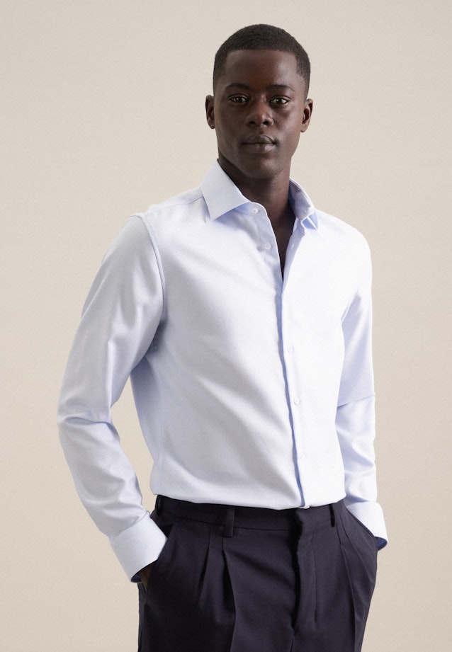 Chemise Business Slim Structuré Col Kent in Bleu Clair |  Seidensticker Onlineshop