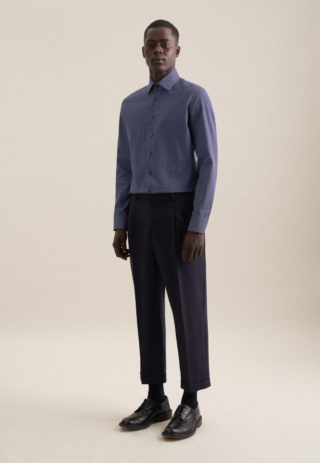 Shaped Business Hemd Druck in Dunkelblau |  Seidensticker Onlineshop