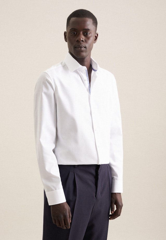 Non-iron Poplin Business Shirt in Shaped with Kent-Collar in White |  Seidensticker Onlineshop