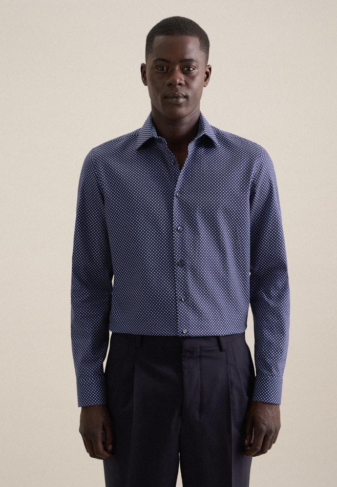 Chemise Business X-Slim Twill (sergé) Col Kent dans Bleu Foncé | Boutique en ligne Seidensticker