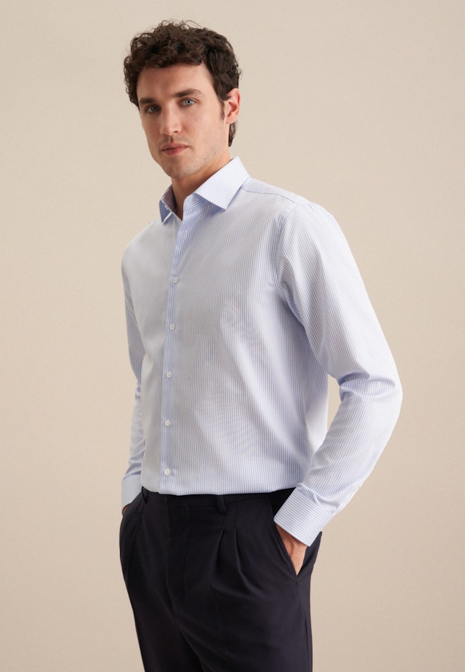 Easy-iron Satin Business Shirt in Regular with Kent-Collar in Light Blue | Seidensticker online shop