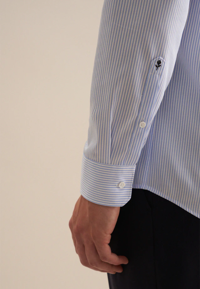 Regular Business Hemd Gestreift in Mittelblau |  Seidensticker Onlineshop
