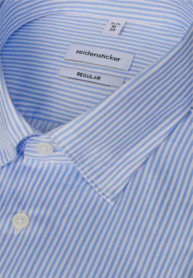 Regular Business Hemd Gestreift in Mittelblau | Seidensticker Onlineshop