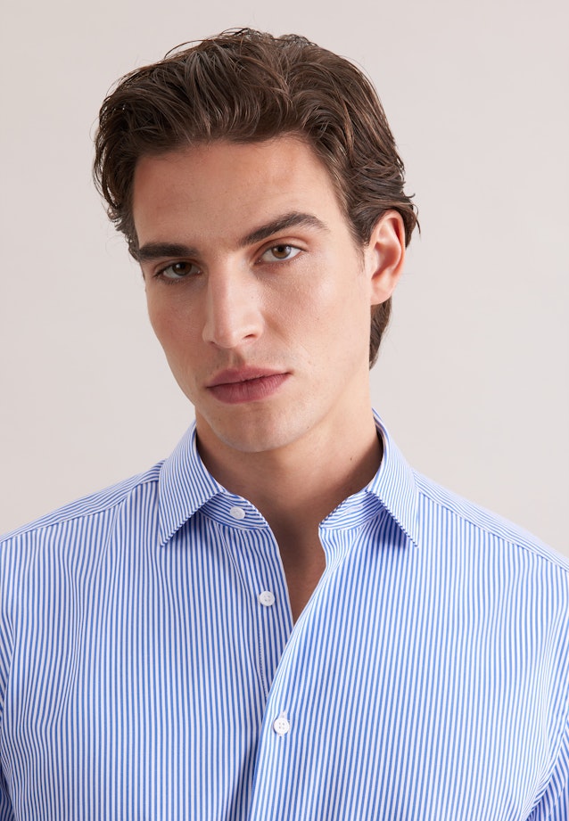 Regular Business Hemd Gestreift in Mittelblau |  Seidensticker Onlineshop