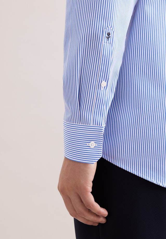Regular Business Hemd Gestreift in Mittelblau |  Seidensticker Onlineshop