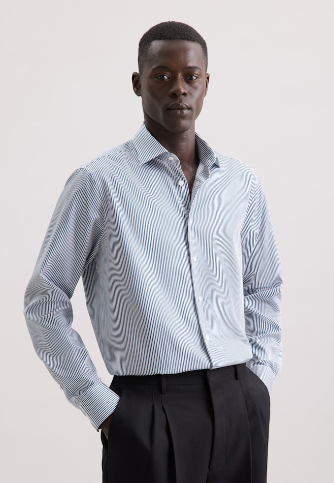 Regular Business Hemd Gestreift in Grün | Seidensticker Onlineshop