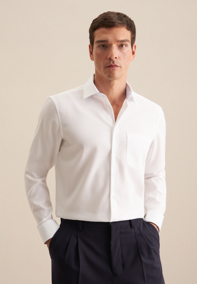 Non-iron Structure Business Shirt in Regular with Kent-Collar in White |  Seidensticker Onlineshop