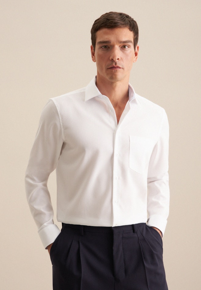 Non-iron Structure Business Shirt in Regular with Kent-Collar in White | Seidensticker online shop