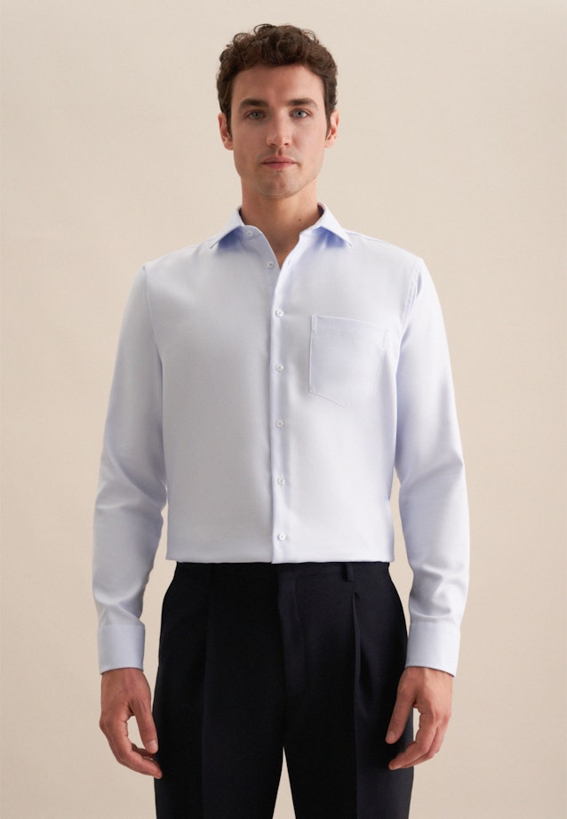 Non-iron Structure Business Shirt in Regular with Kent-Collar in Light Blue |  Seidensticker Onlineshop