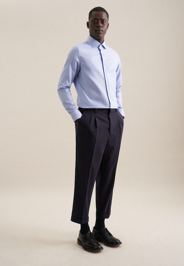 Chemise Business Slim Structuré Col Kent in Bleu Clair |  Seidensticker Onlineshop