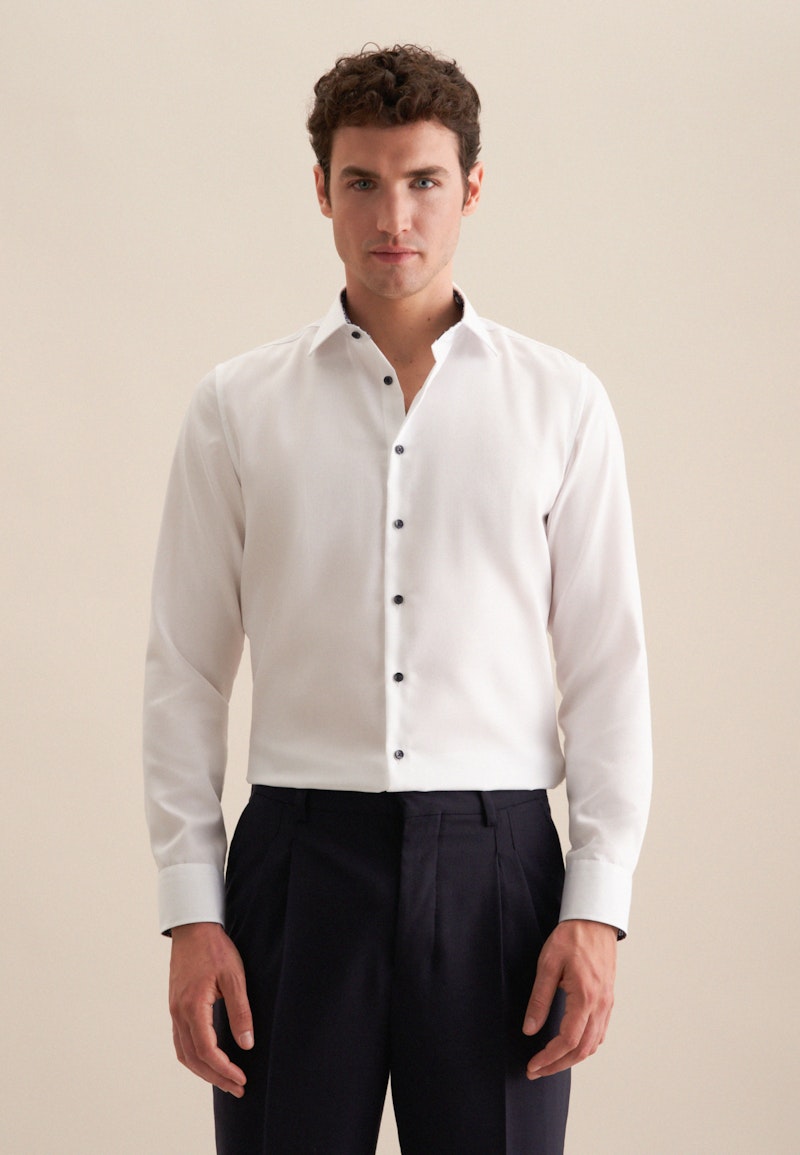 Non-iron Twill Business Shirt in Slim with Kent-Collar