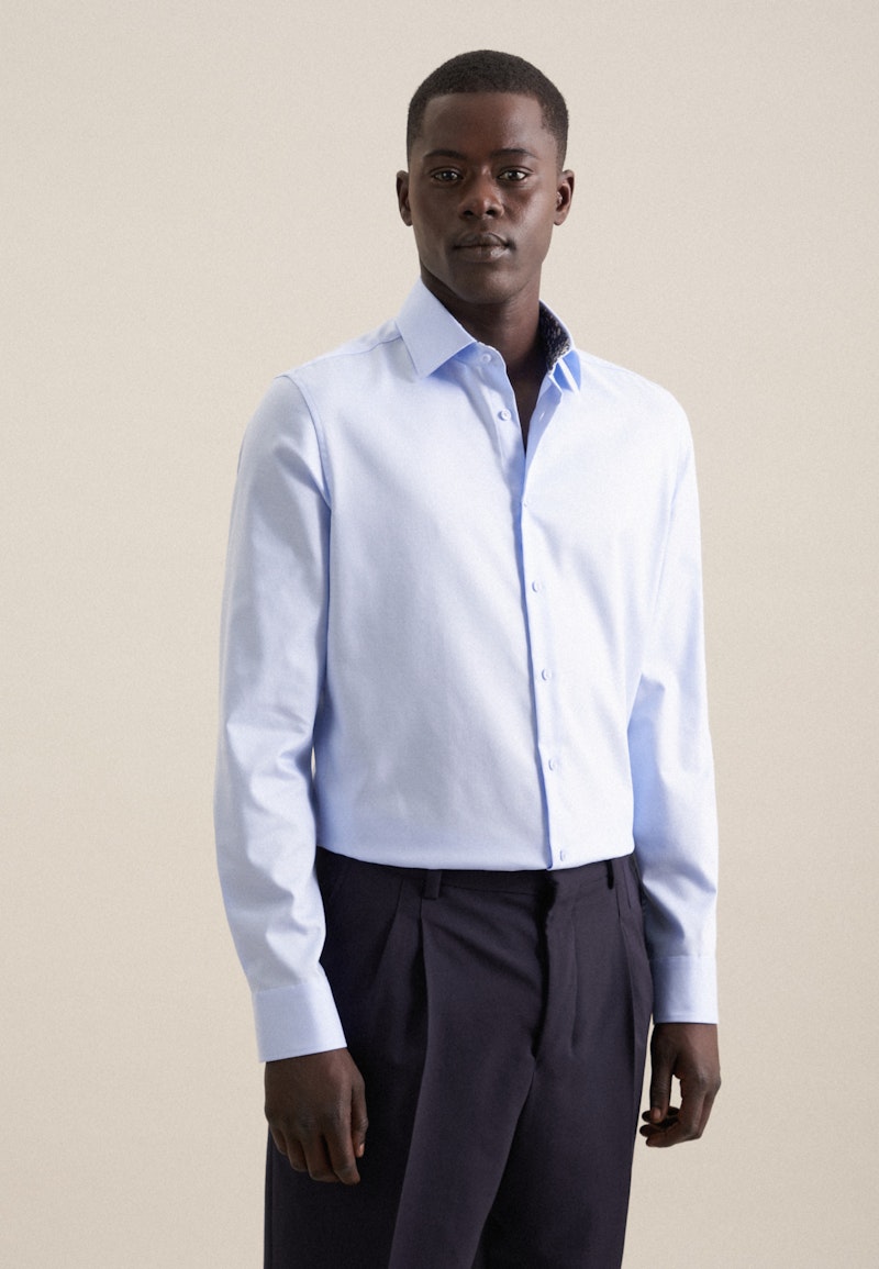 Non-iron Twill Business Shirt in Slim with Kent-Collar