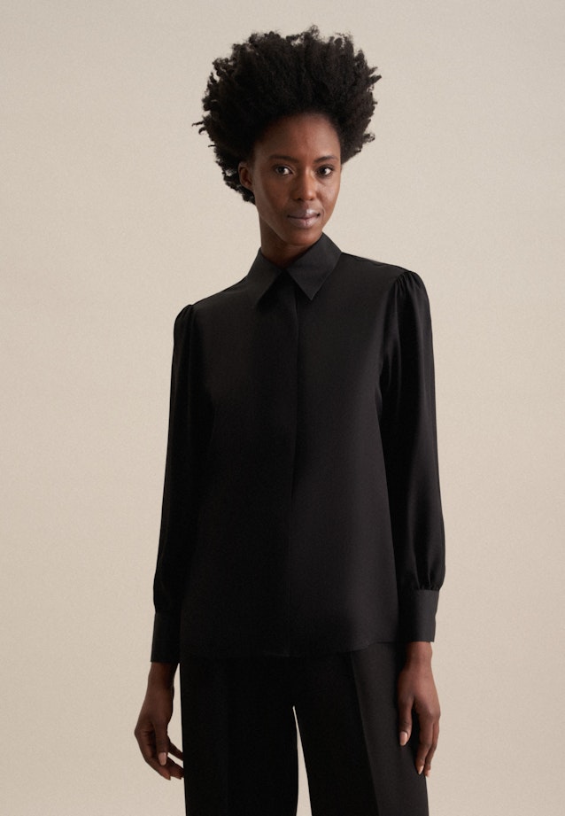 Plain weave Shirt Blouse in Black |  Seidensticker Onlineshop