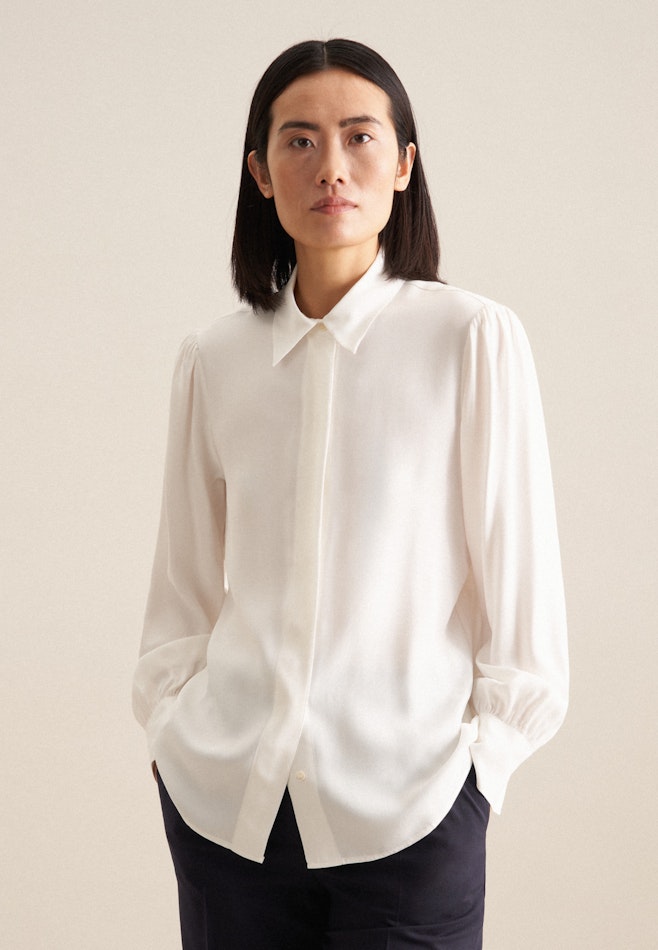 Long sleeve Plain weave Shirt Blouse in White | Seidensticker online shop