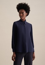 Long sleeve Crepe Shirt Blouse in Dark Blue |  Seidensticker Onlineshop